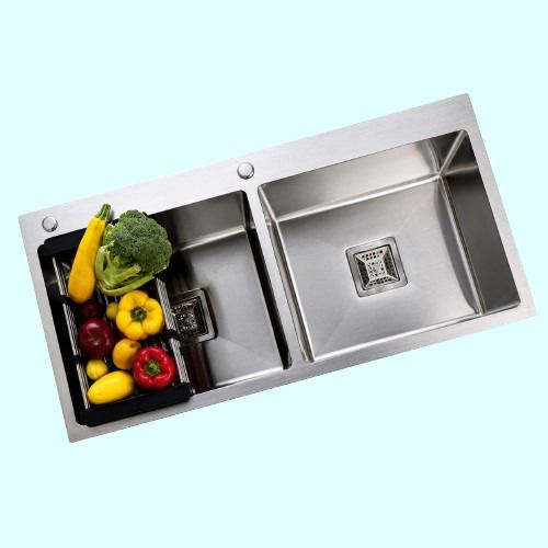 ajantasanitary Double Bowl Stainless Steel Sink | Modular Kitchen Use |AI 1510 (45*20 inches) AI 1510 steel sink (45*20 inches) (t2) Vessel Sink-picture-35