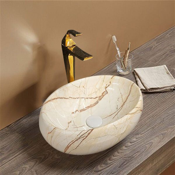 Premium Designer Ceramic (M.09) Wash Basin with Waste Pipe & Coupling Set (16*12*5)(M09) Table Top Basin-image-9