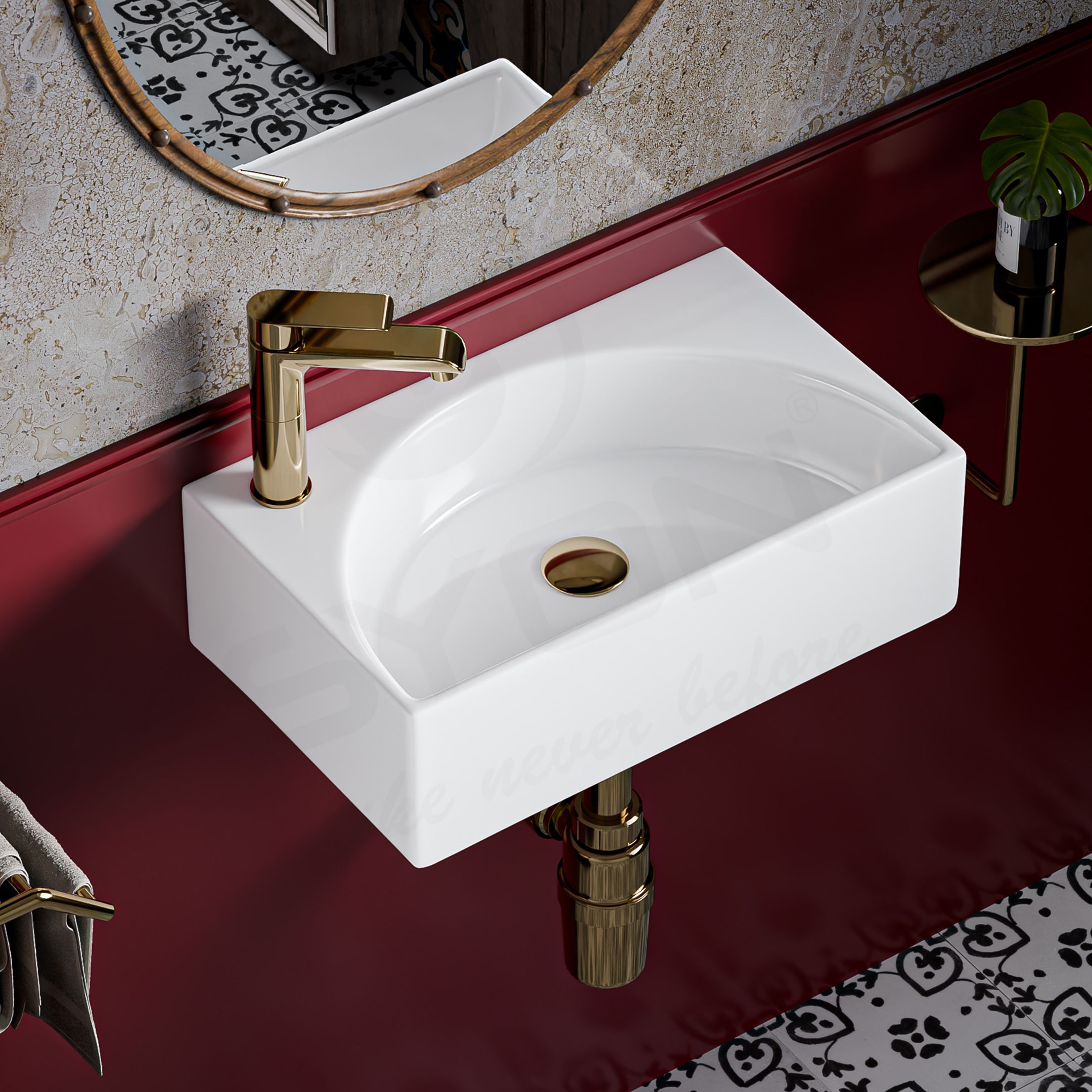 syon Compact White Glossy Ceramic Wash Basin with Wall Mount & Table Mount Counter Top-picture-3