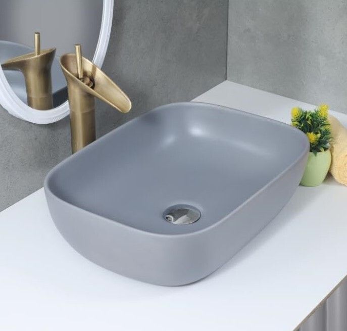 Glossy Finish Tabletop Vessel Sink Wash Basin For Bathroom (18 x 13 x 5.5 Inch) OS-169 Counter Top-image-5