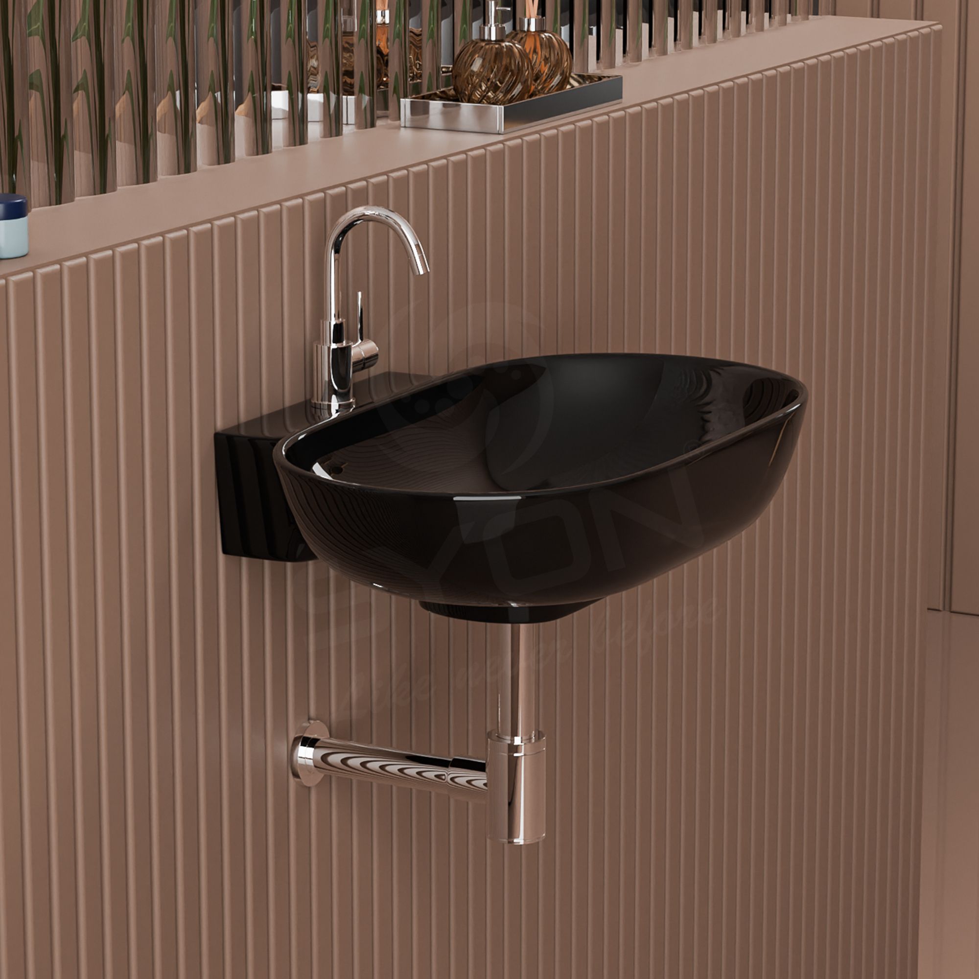 Ceramic Glossy Wall Mount Wash Basin For Bathroom | Wall Hung & Tabletop Wash Basin Modern Designer Vanity Basin (22 x 15.7 x 5.5 Inch) Wall Hung Basin-image-9