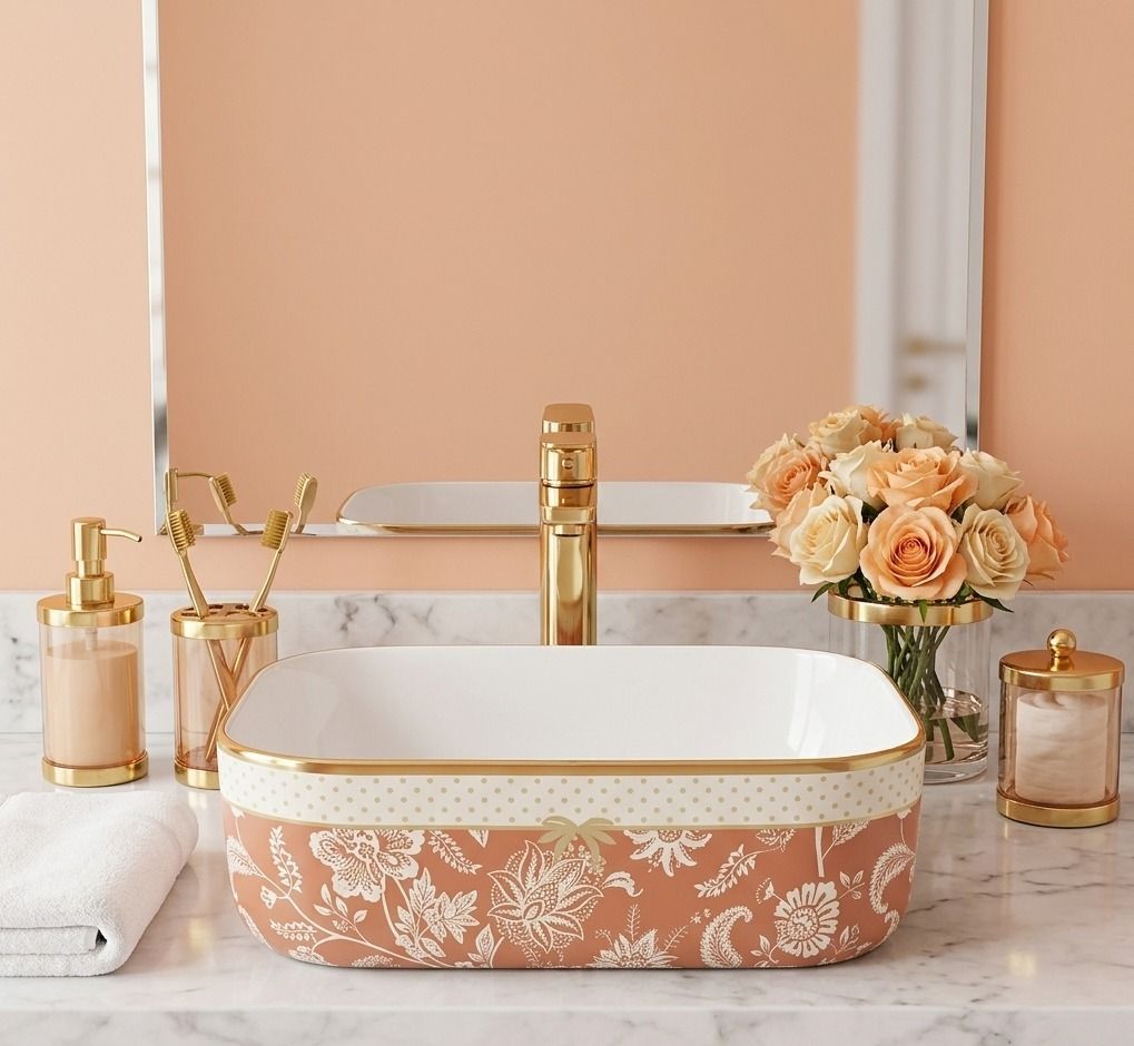 uniwell Premium Curved Shape Ceramic Counter Top Bathroom Basin | Glossy Vanity Bowl | US-1003-A Table Top Basin-picture-19