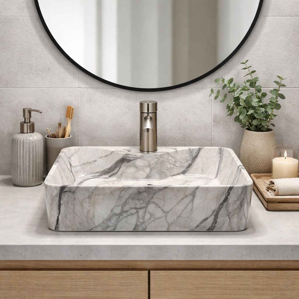 Premium Rectangular Ceramic Counter Top Bathroom Basin | Glossy Vanity Bowl | US-1001-K Table Top Basin-image-45