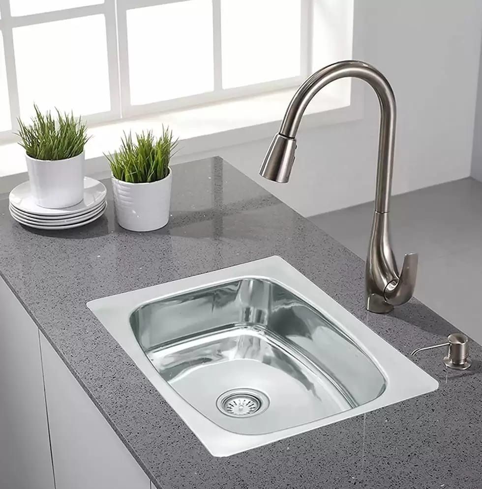 Home Kitchen sink For Single Bowl Premium Quality With Coupling & Waste Pipe Sink_24X18X9 Inches Vessel Sink-image-6