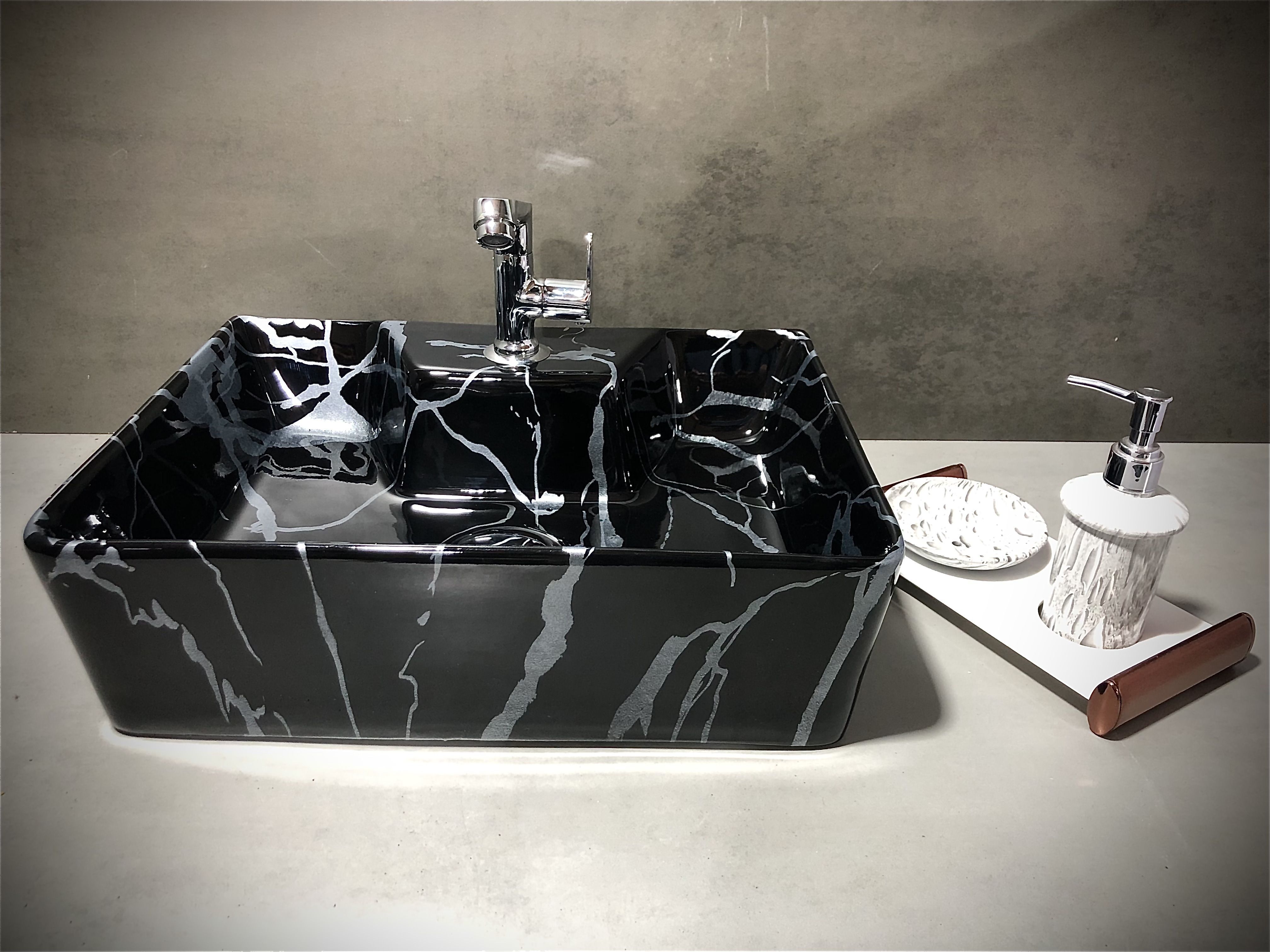 2 in 1 Table Top & Wall Mount Designer Wash Basin with Waste Pipe & Coupling set (16*12*5)(M53_Silver) Wall Hung Basin-image-28