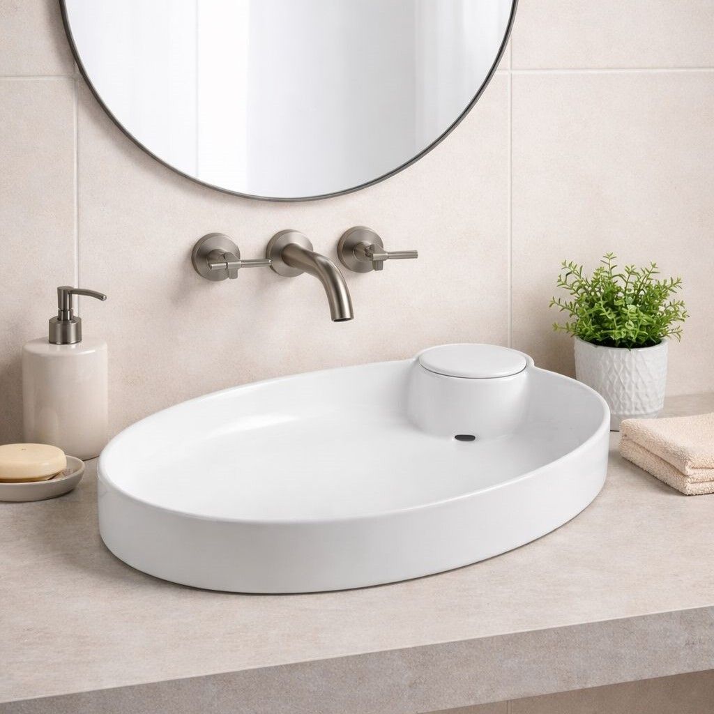 uniwell Premium Oval Ceramic Counter Top Bathroom Basin | Designer Glossy Vanity Bowl | US-1031-A Table Top Basin-picture-33