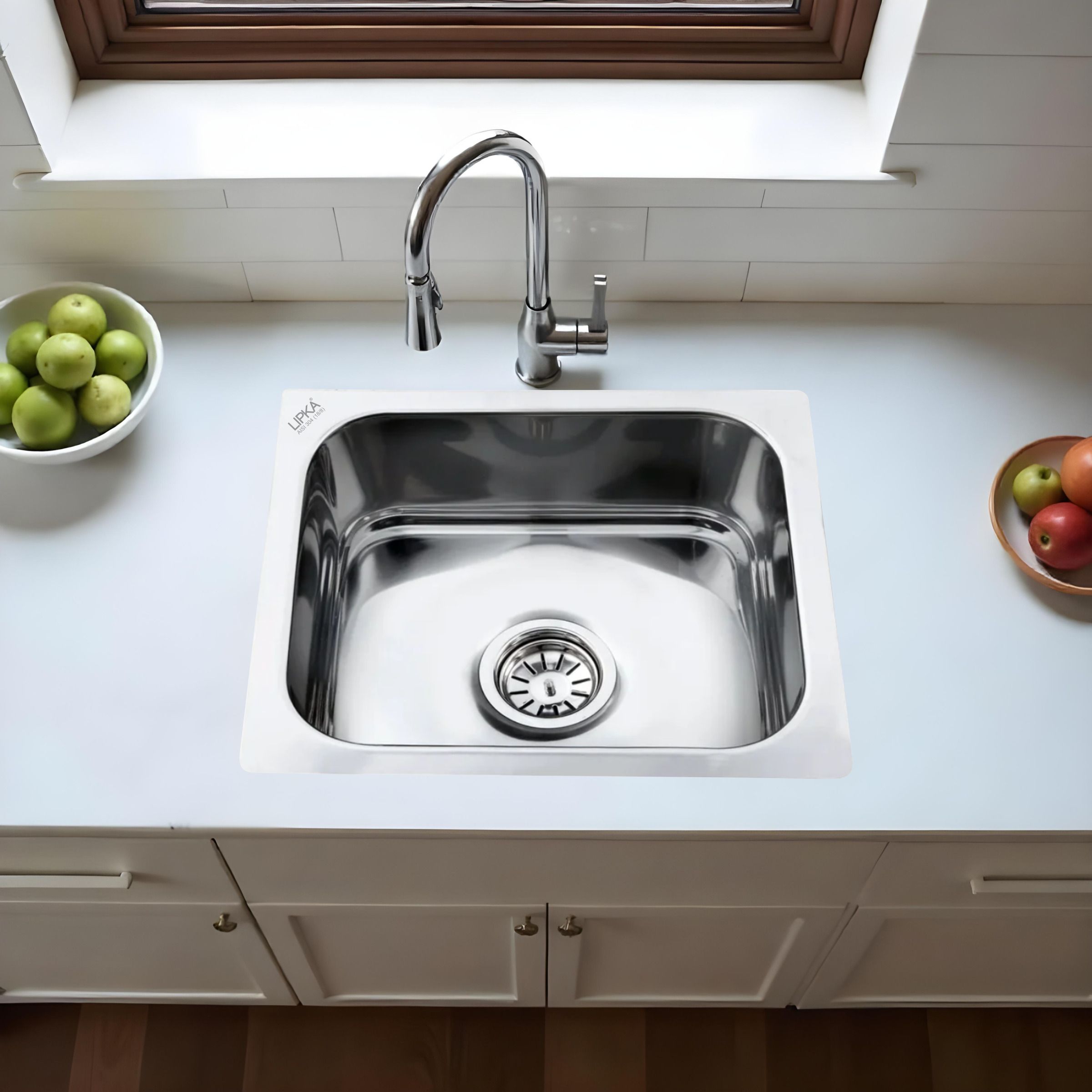lipka 16x14x6 304-Grade Stainless Steel – Square Single Bowl Kitchen Sink 16x14x6 Inches Vessel Sink-picture-2