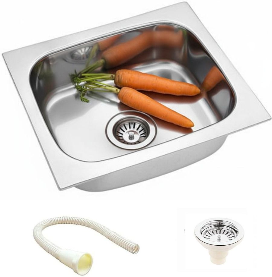 HouseX Premium Single bowl sink 16"x18" Stainless steel Single bowl sink KS-690 Vessel Sink-image-39
