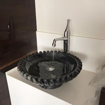 Oceania Premium Black Marble Bathroom Sink with FREE Soap Dish OCE-MBS (16inch* 16inch* 10inch) Counter Top-image-31