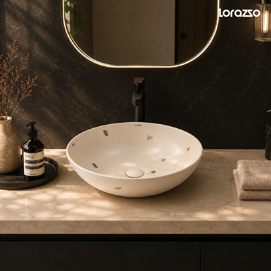 Terrazzo Confetti (Beige) - Table Top Wash Basin (Round) Terrazzo Confetti Beige Round Table Top Wash Basin Table Top Basin-image-37