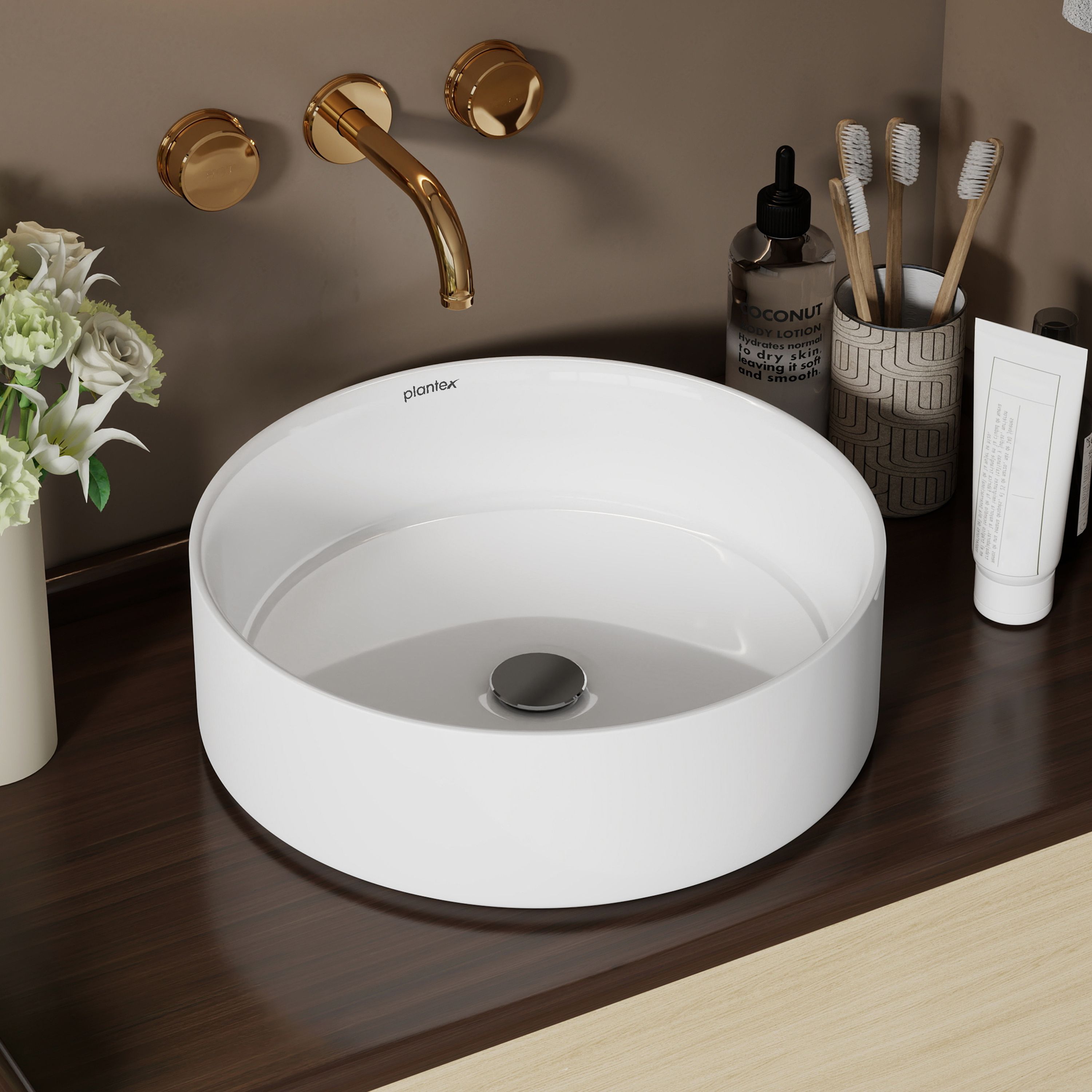 Ceramic Table Top Wash Basin For Bathroom/Round Vessel Sink Basin For Home Counter Top-image-43