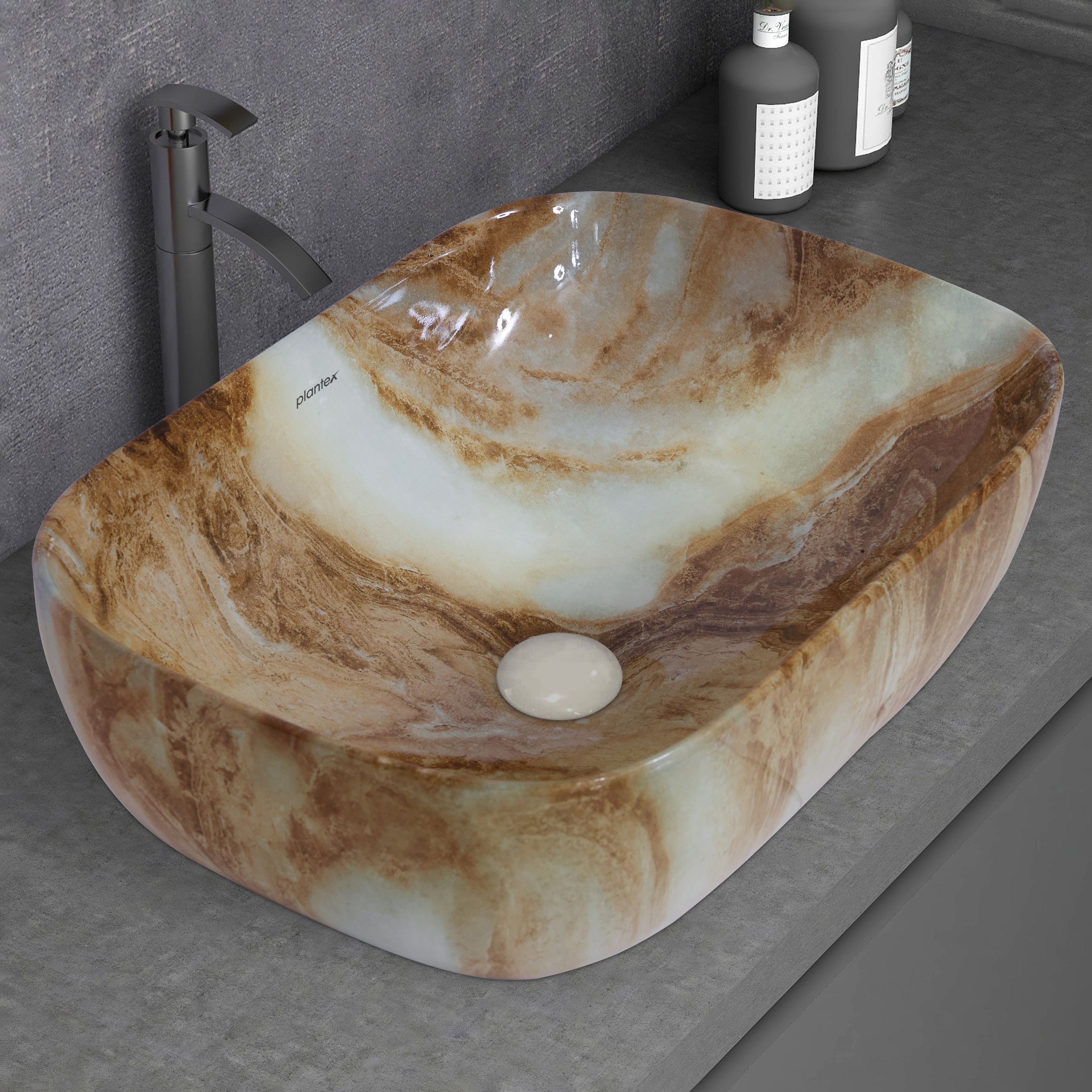Ceramic Basin for Bathroom/Tabletop Wash Basin/Washbasin -Marble Finish (ALPHA-NS-138) Table Top Basin-image-49