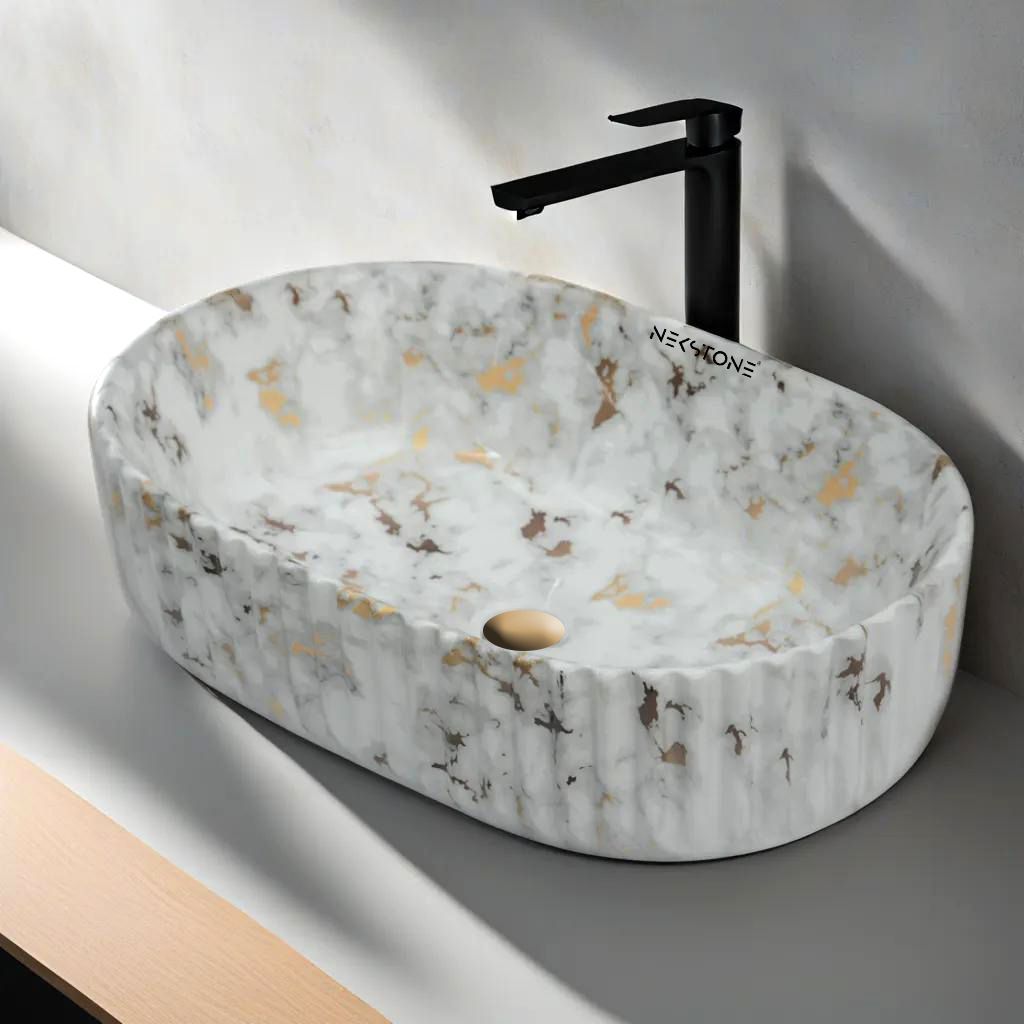 nekstone Premium Designer Ceramic Wash Basin Counter top basin (Glossy) 20x14x5.5 inch capsule 9908 Table Top Basin-picture-20