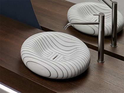 Oceania Premium Round Marble wave Vessel Basin with FREE Soap Dish OCE-WRB (16inch* 16inch* 5inch) Table Top Basin-image-35