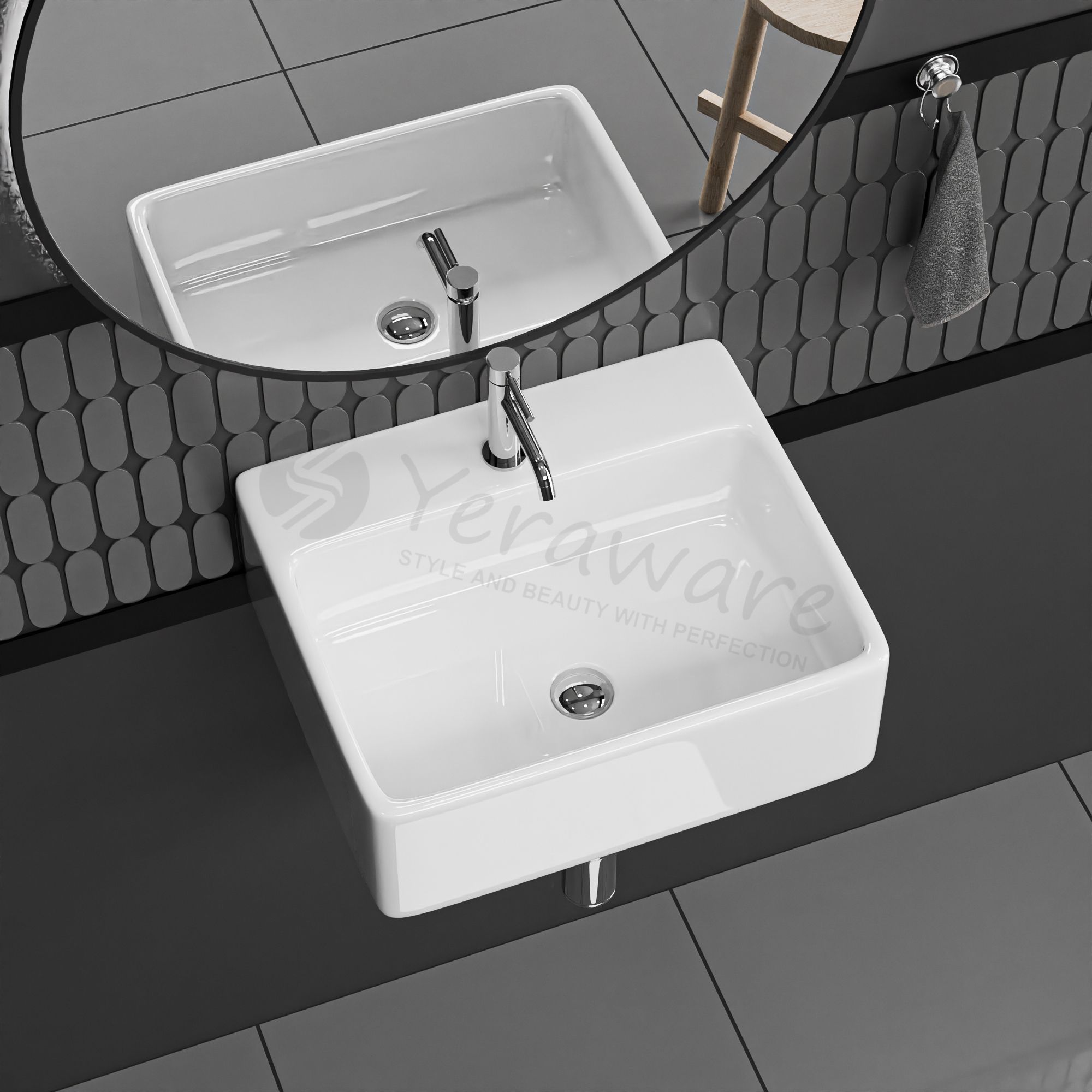 Premium Ceramic Wall Hung Wash Basin 13X12X4.5 INCH Wall Hung Basin-image-30