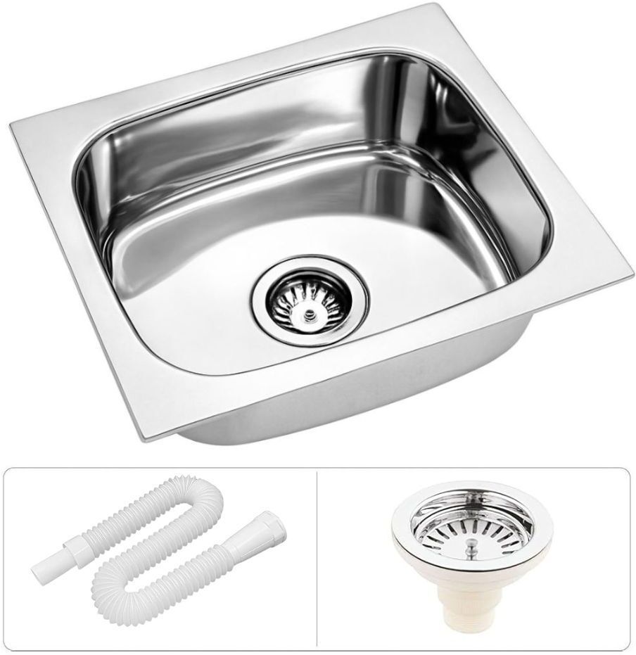 HouseX Premium Stainless steel sink Kitchen sink 16x18x7 Single bowl sink KS-1142 Vessel Sink-picture-10