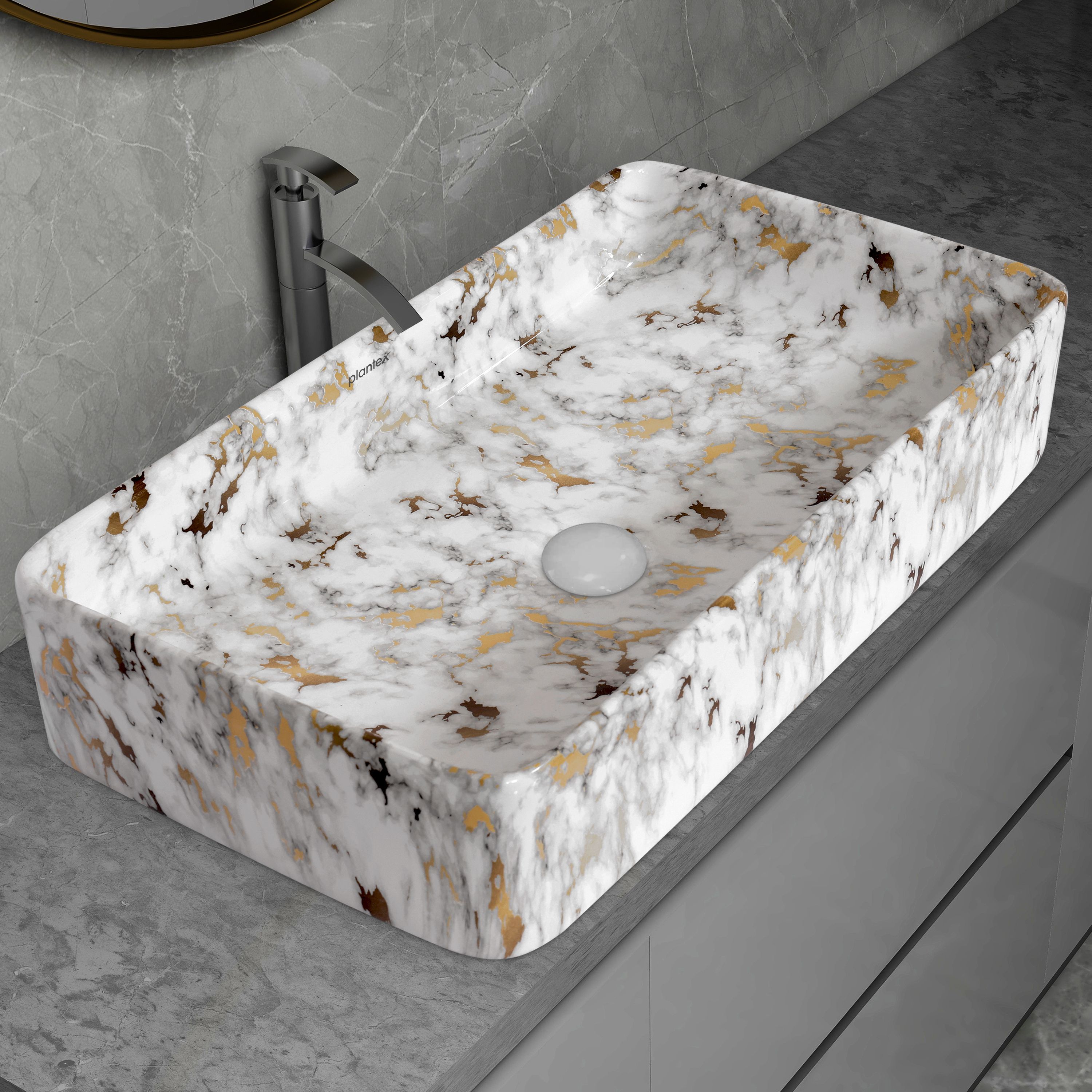 Ceramic Basin for Bathroom/Table Top Basin/Washbasin for Bathroom-Marble Finish (APS-SLATE-NS-408) Table Top Basin-image-36