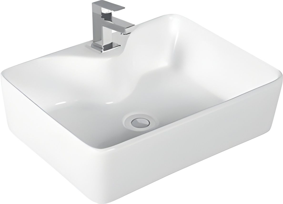 Bathware Pulpis Counter Top (19*14*5 inch)/ (48.5*37*13 cm)/ Scratch Proof/ Anti Bacterial with Coupling & WastePipe Ceramic Table Top Basin-image-12