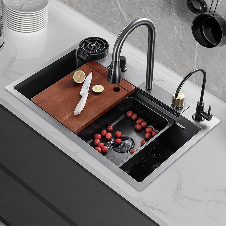 Waterfall Kitchen Sink 30x18x10 Inch Single Bowl 304 Grade Steel Pull-out Faucet SRC_03 Vessel Sink-image-44