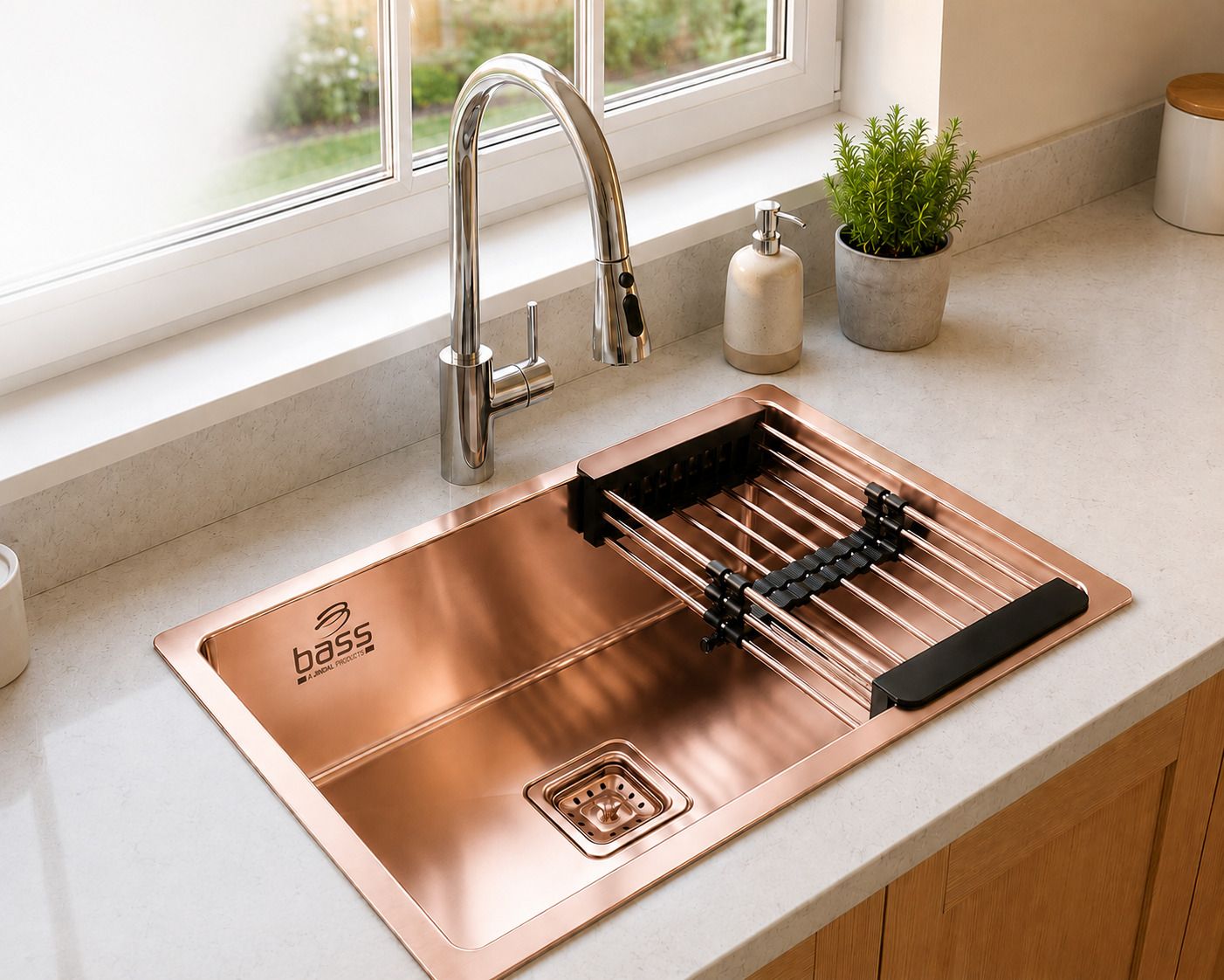 Premium 24"x18"x18" Rose Gold Single Bowl Handmade Stainless Steel Kitchen Sink| 24"*18" Inch Rose Gold Matte Finish Handmade sink with All Accessories Vessel Sink-image-10
