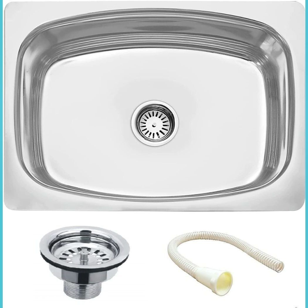 24 x 18 x 9 Inch SS Kitchen Sink Single Bowl with Waste Coupling Vessel Sink-image-46