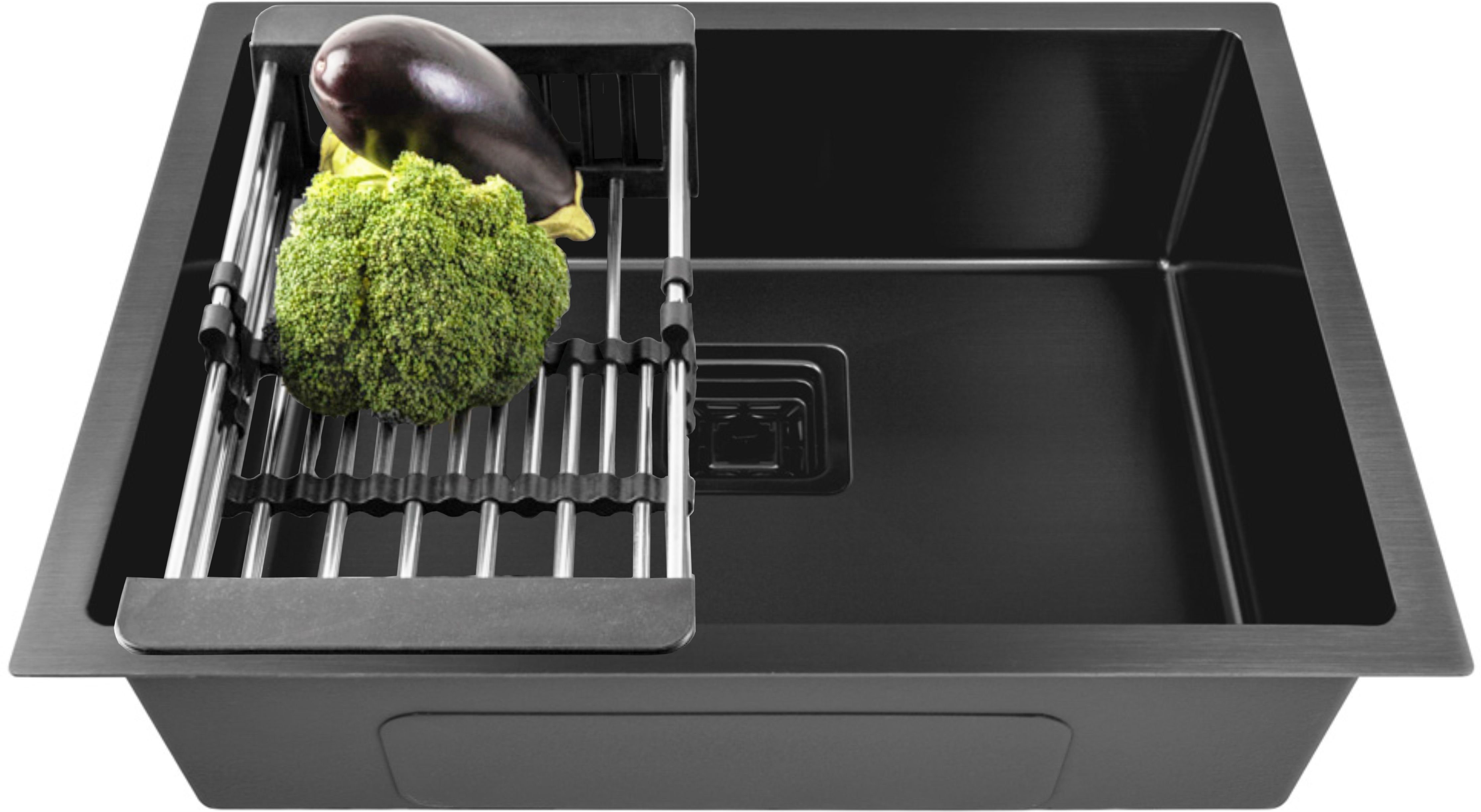 fossa 24"x18"x10" Inch Single Bowl Premium Handmade Kitchen Sink Black FS-05 Vessel Sink-picture-23