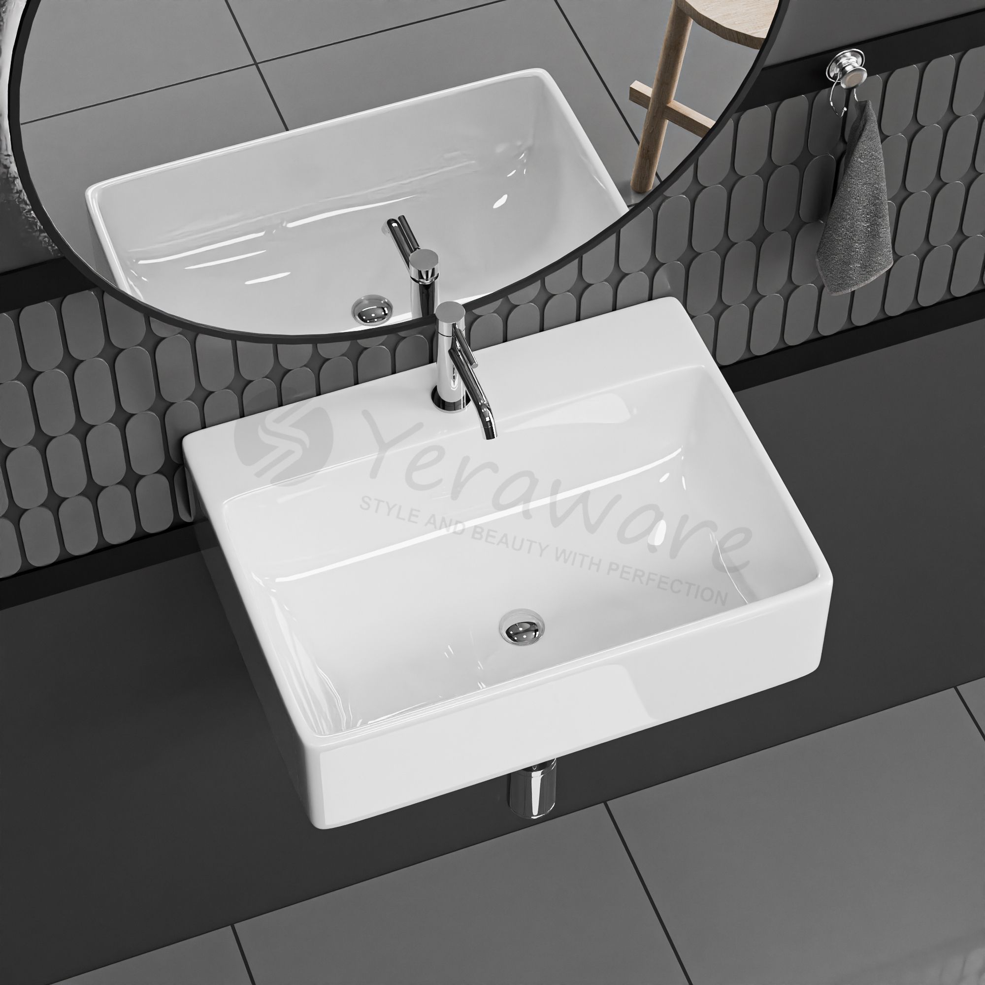 yeraware Premium Ceramic Wall Hung Wash Basin 16X12X5INCH Wall Hung Basin-picture-40