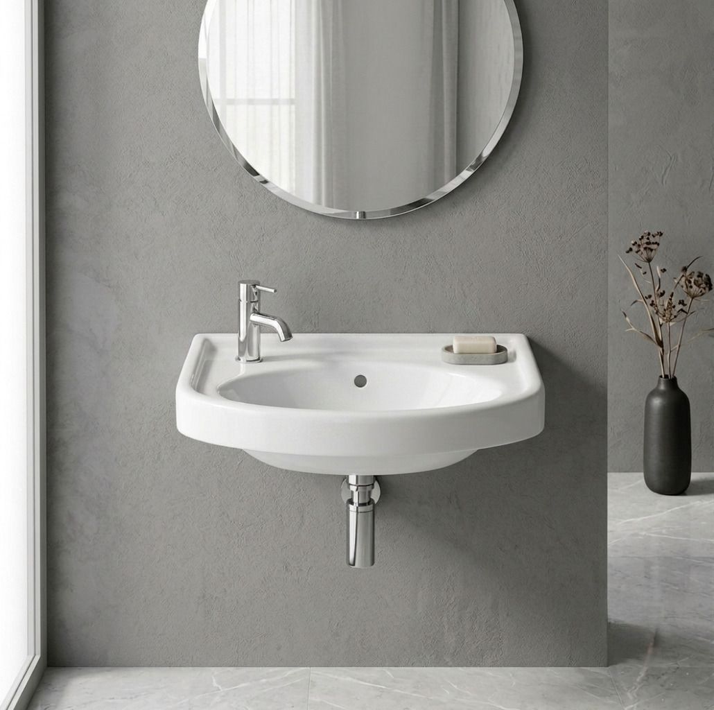 kemjo Premium Quality Modern Look Wall Mounted Wash Basin KM1218 Wall Hung Basin-picture-21
