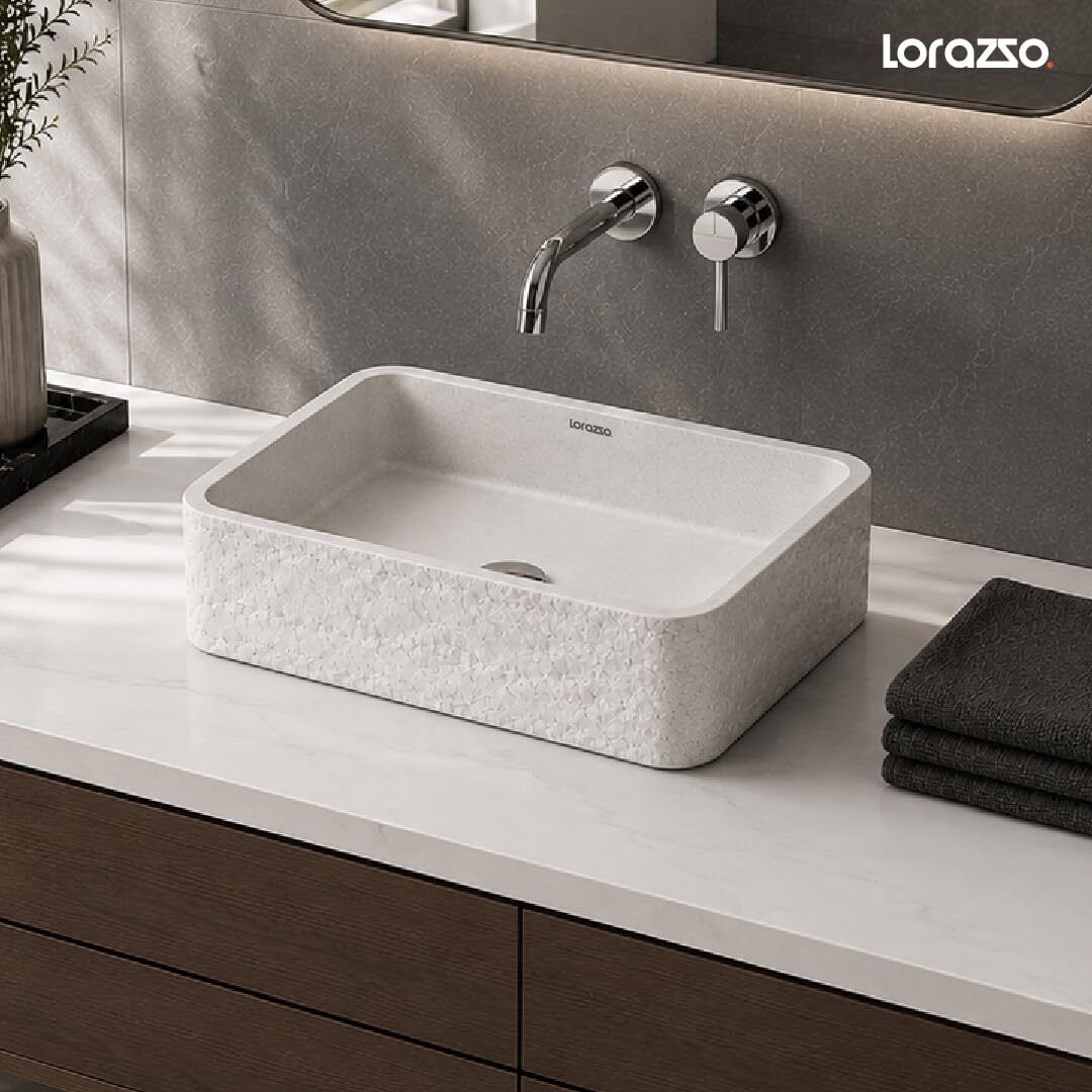 Riverstone Concrete (Grey) - Table Top Wash Basin (Square) Riverstone Concrete Grey Square Table Top Wash Basin Table Top Basin-image-39
