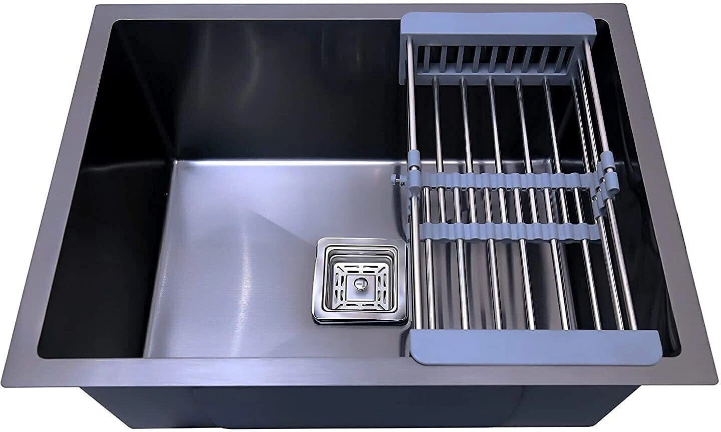 Modular Kitchen Sink Satin Finish Stainless Steel with Nanocoated Undercoating 24x18x10 BLACK Vessel Sink-image-19