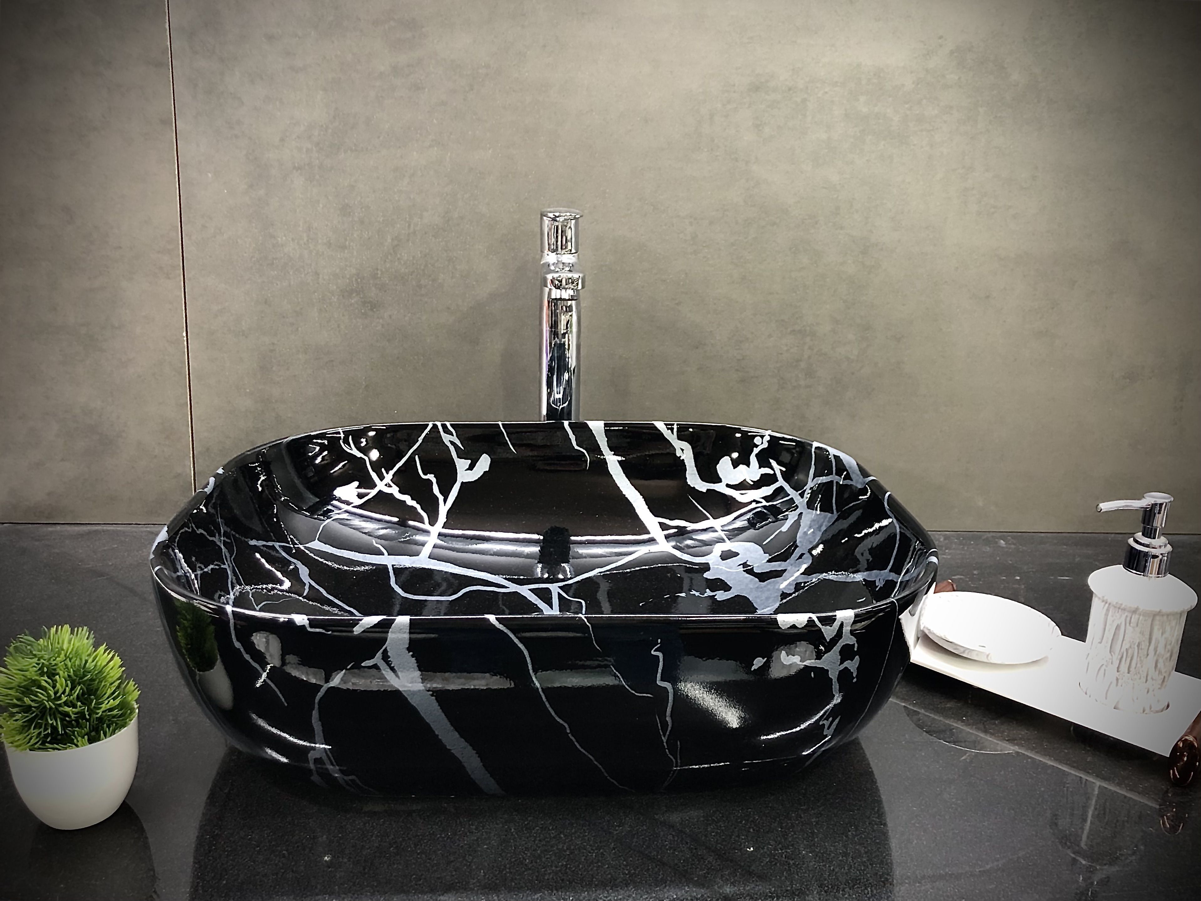 Premium Designer Ceramic Wash Basin(M53)(Silver) inch(19.5*14.5*5)(M53)(Silver) Table Top Basin-image-29