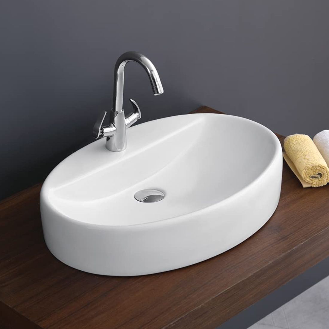 Ceramic White Table Top Wash Basin | 24.01 x 16.53 x 4.52 Inch | WT-Ciaz | Counter Top-image-16