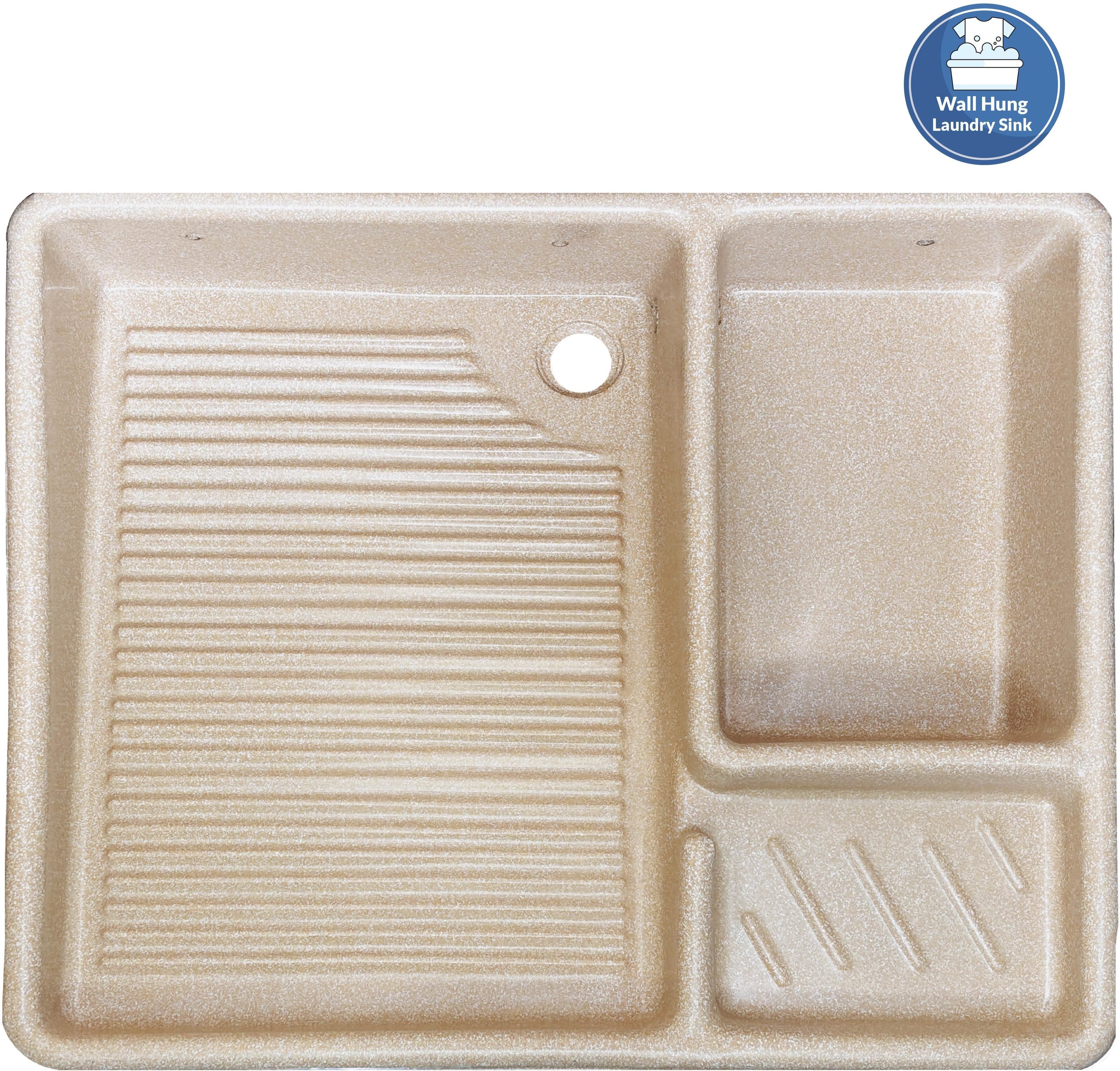 praja Easy Cloth Wash Sink | Beige Effect | High Grade Plastic | Wall Hung Basin-picture-16