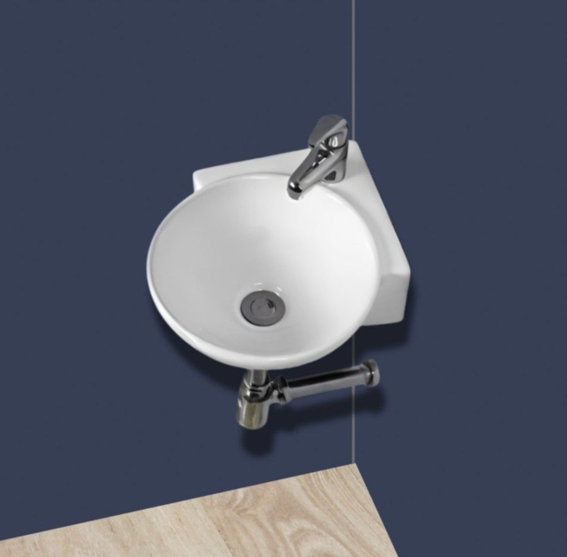 Wall Hung Premium Designer Ceramic Wash Basin White (White) (13*18*5)(White) Corner Basin-image-26