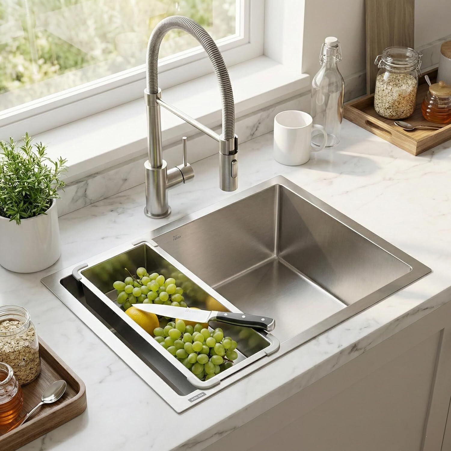 Aqua 24"x18"x09" Inch 10-Year Warranty SS - 304 Single Bowl Kitchen Sink FR2418SS Vessel Sink-image-36