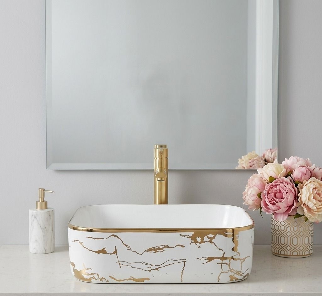 uniwell Premium Curved Shape Ceramic Counter Top Bathroom Basin | Glossy Vanity Bowl | US-1003-G Table Top Basin-picture-17