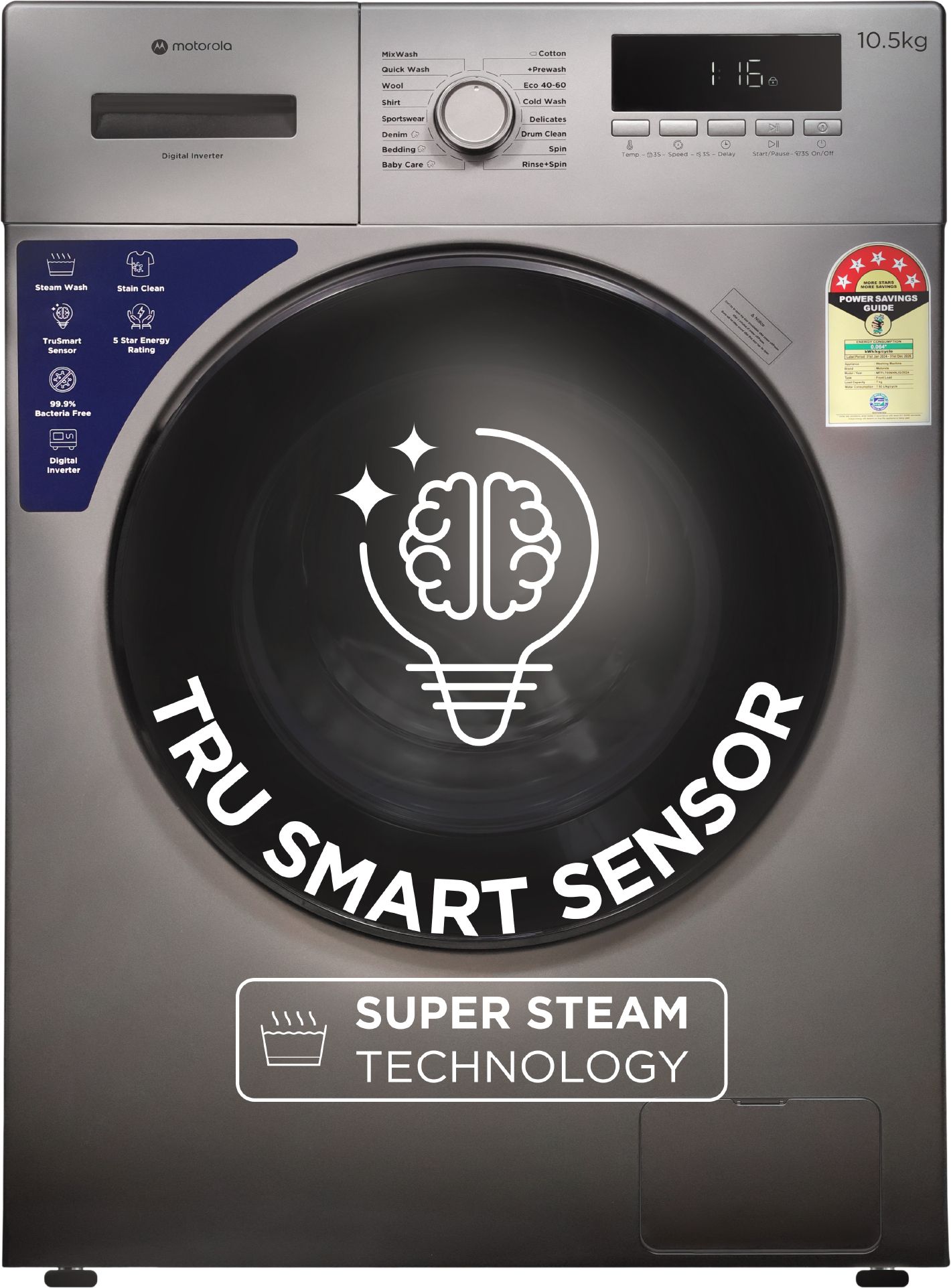 10.5 kg Fully Automatic Front Load with In-built Heater Grey