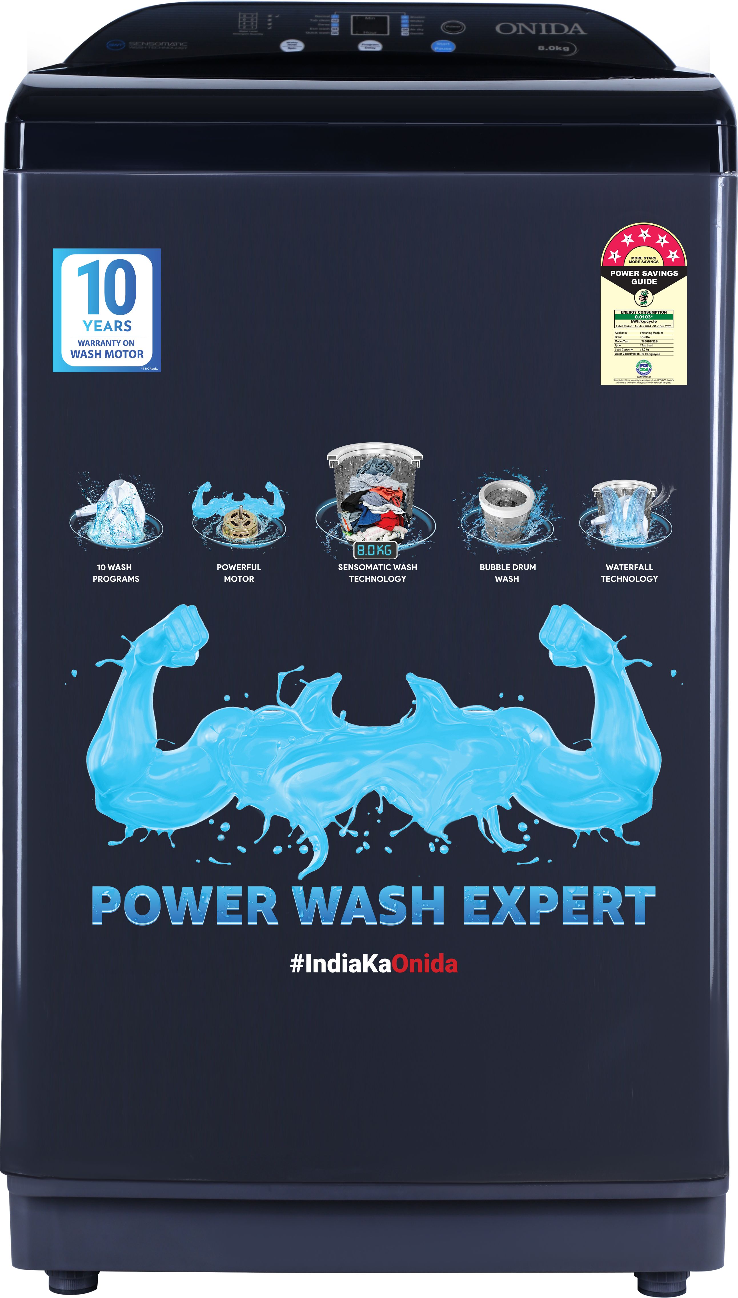 onida 8 kg 5 Star With Sensomatic Wash Technology Fully Automatic Top Load Grey-picture-28