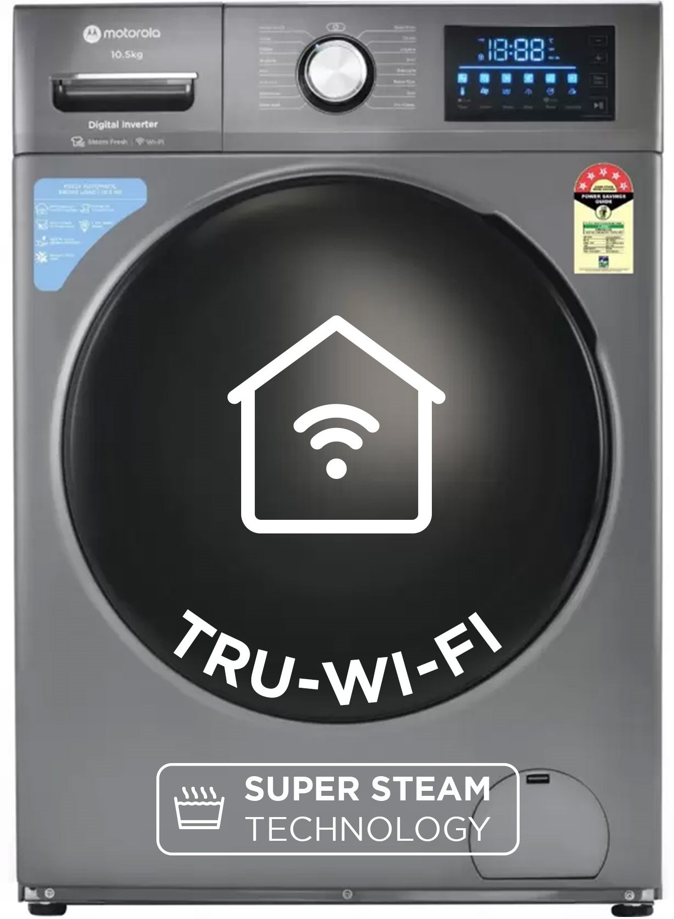 motorola 10.5 kg Smart Wi-Fi Enabled Enabled Steam Wash Inverter Technology Fully Automatic Front Load with In-built Heater Grey-picture-20