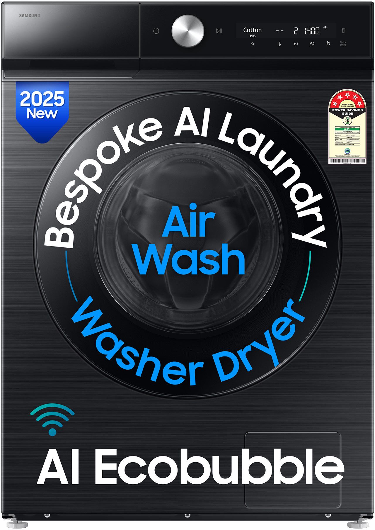 samsung 12/7 kg 5 Star, AI EcoBubble, AI Wash, AI Control, AI Energy Mode, Air Wash, Super Speed, Hygiene Steam, Wi-Fi, Digital Inverter Washer with Dryer with In-built Heater Black-picture-23