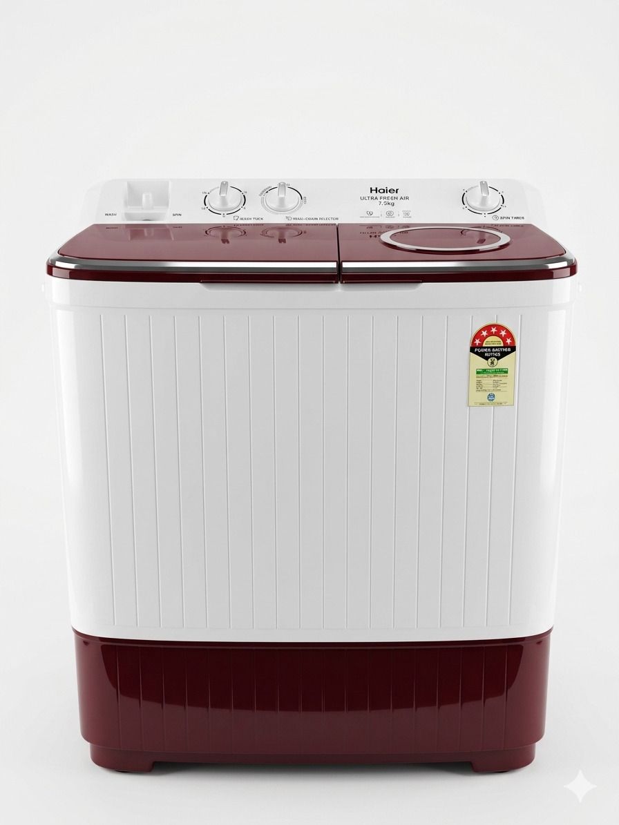 haier 7 kg Semi Automatic Top Load White, Red-picture-10
