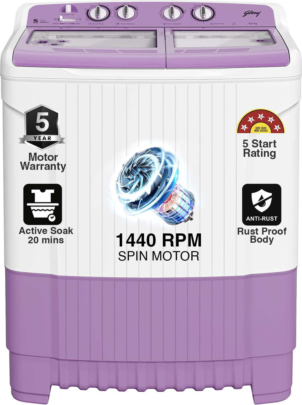 godrej 8 kg with Tri-Roto Scrub Pulsator Washing Machine Semi Automatic Top Load White, Pink-picture-39