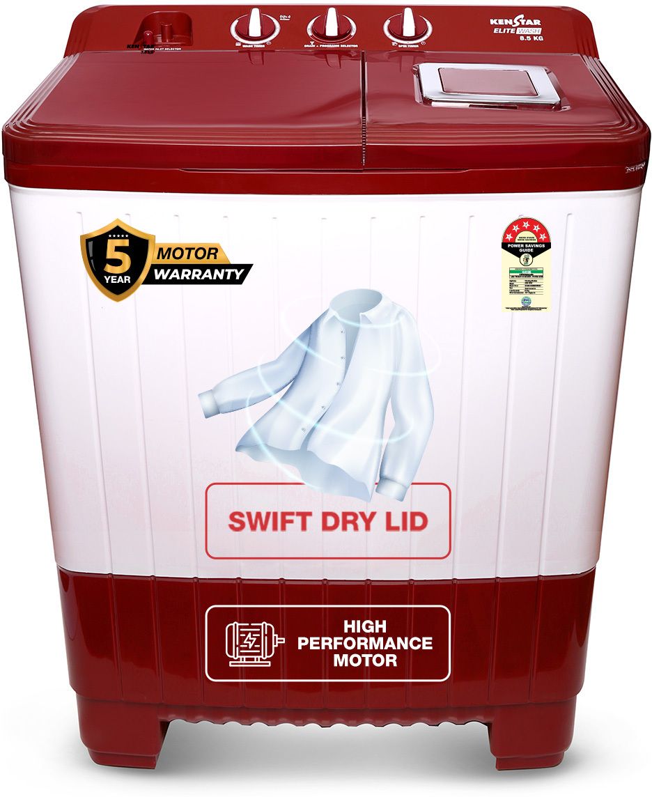 8.5 Kg Swift Dry Lid Semi Automatic Top Load White, Red-image-15