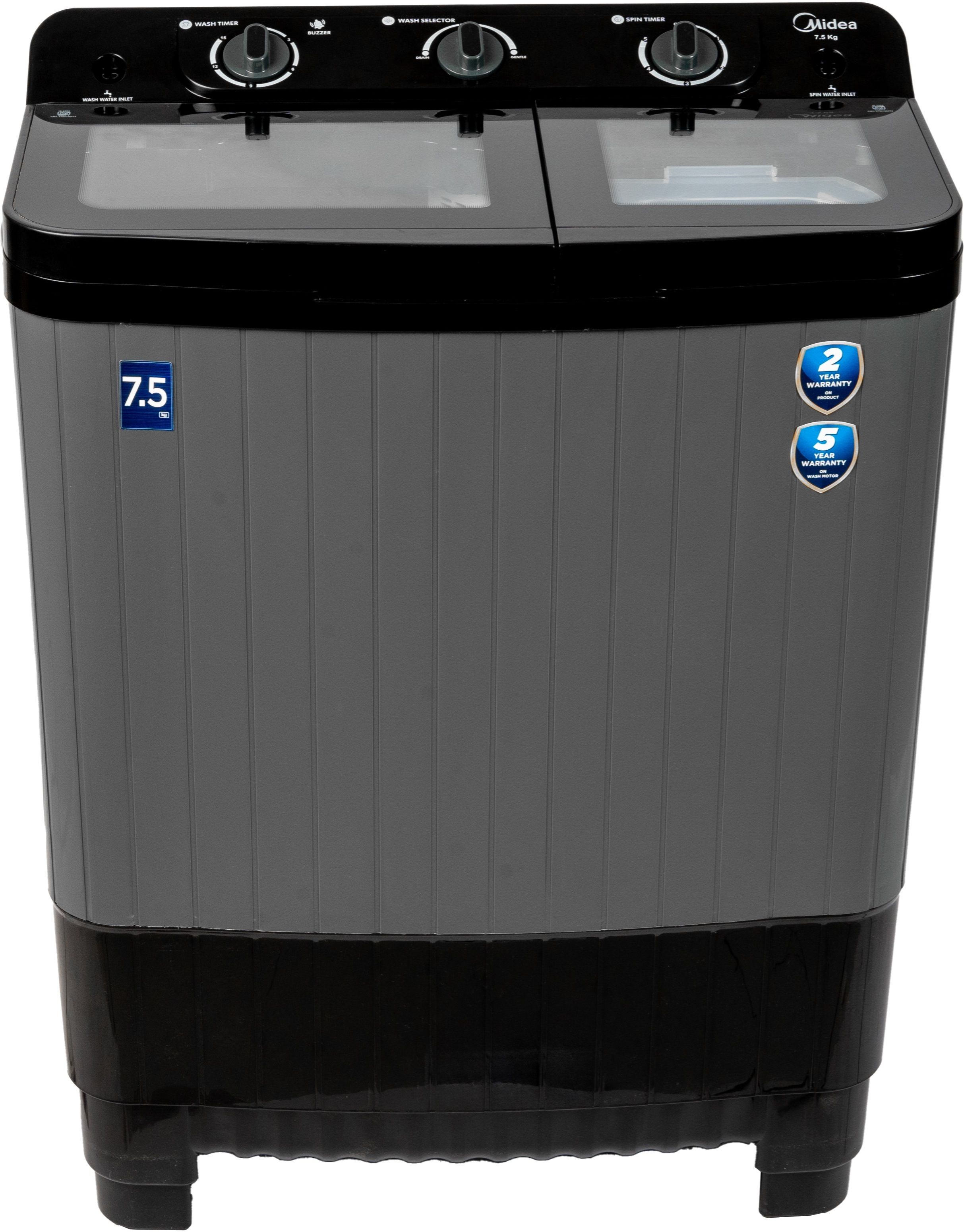 midea 7.5 kg Semi Automatic Top Load Black, Grey-picture-10
