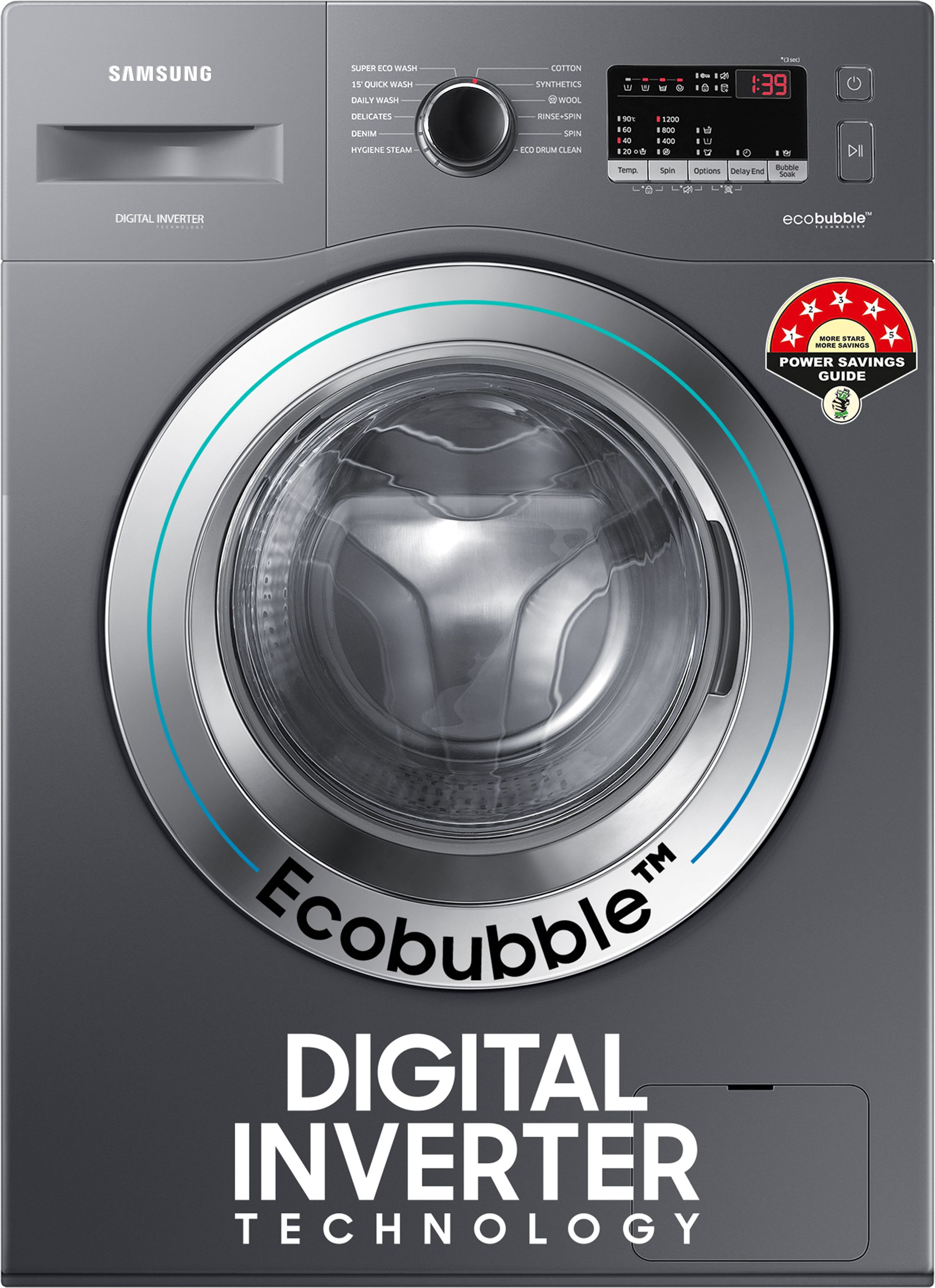 7 kg 5 star, EcoBubble Technology, Hygiene Steam Digital Inverter Fully Automatic Front Load with In-built Heater Grey-image-33