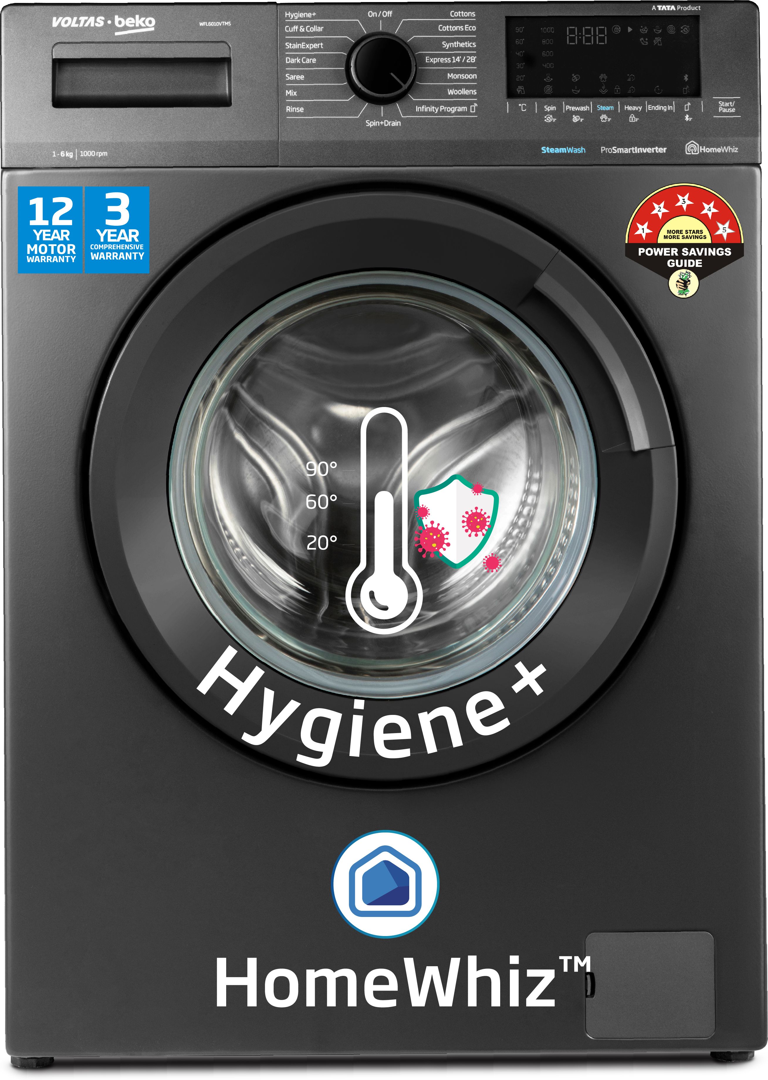 6 kg Steam Wash and Bluetooth enabled Fully Automatic Front Load with In-built Heater Grey-image-17
