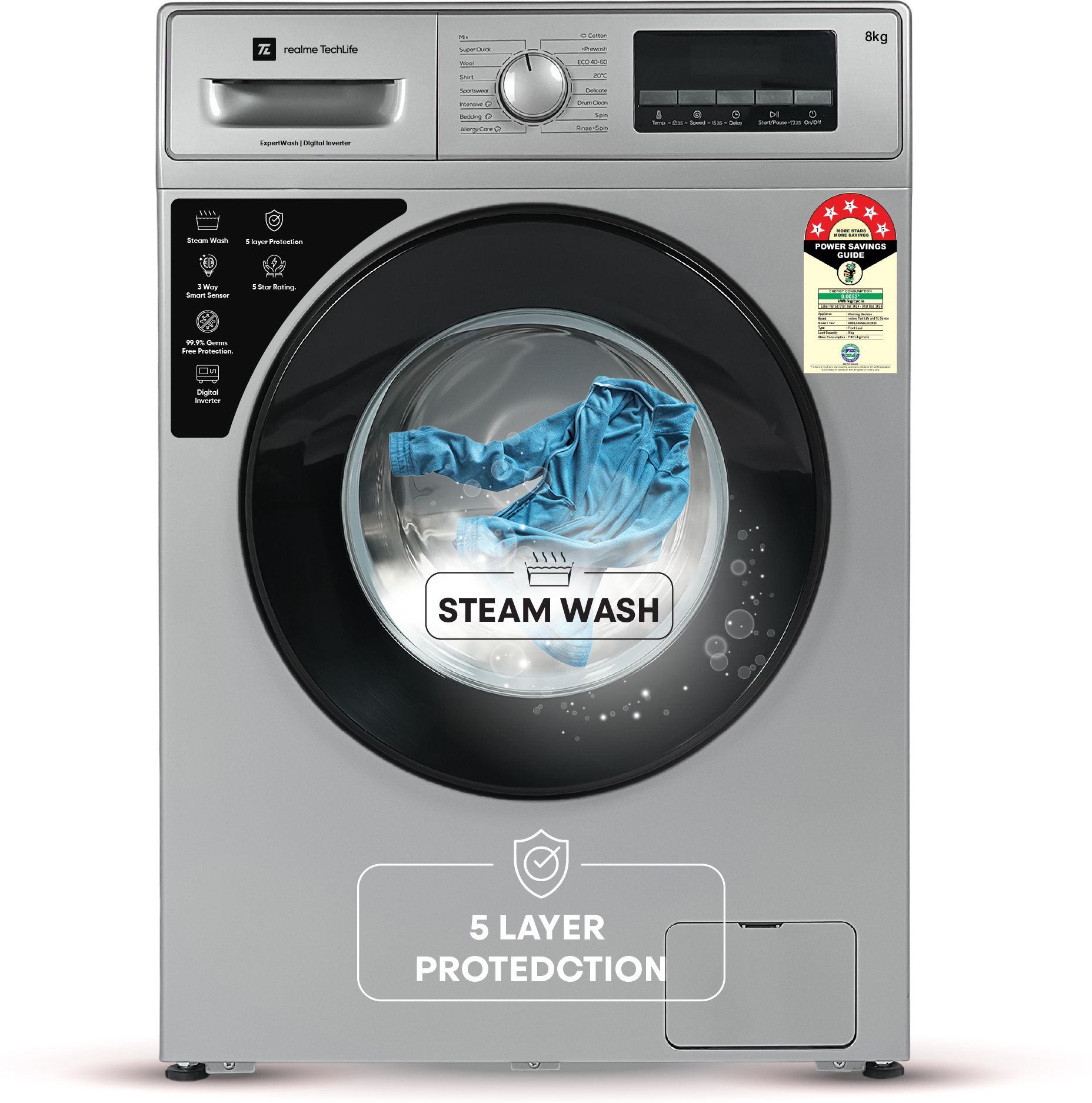 realme techlife 8 kg In-built Heater with ExpertWash Fully Automatic Front Load with In-built Heater Grey-picture-21