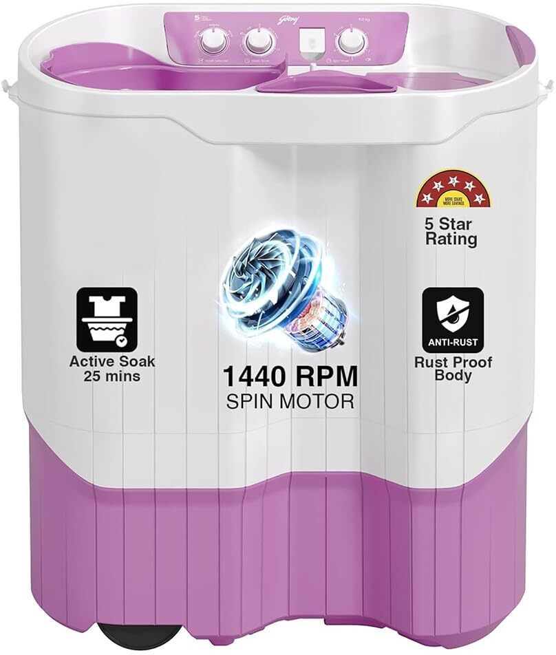 godrej 9 kg Semi Automatic Top Load Purple, White-picture-31