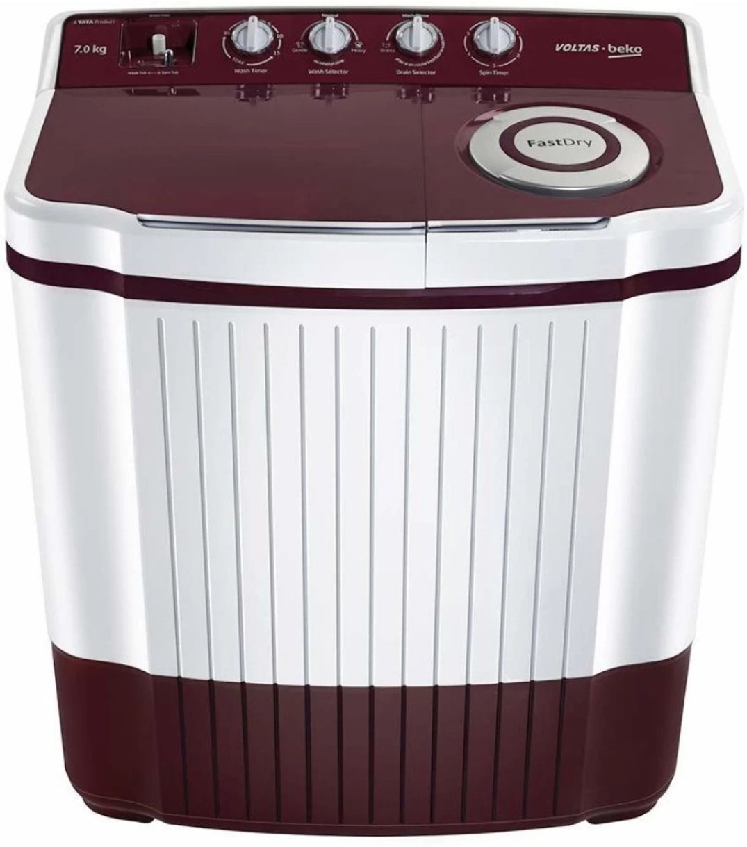 7 kg Semi Automatic Top Load White, Maroon-image-43