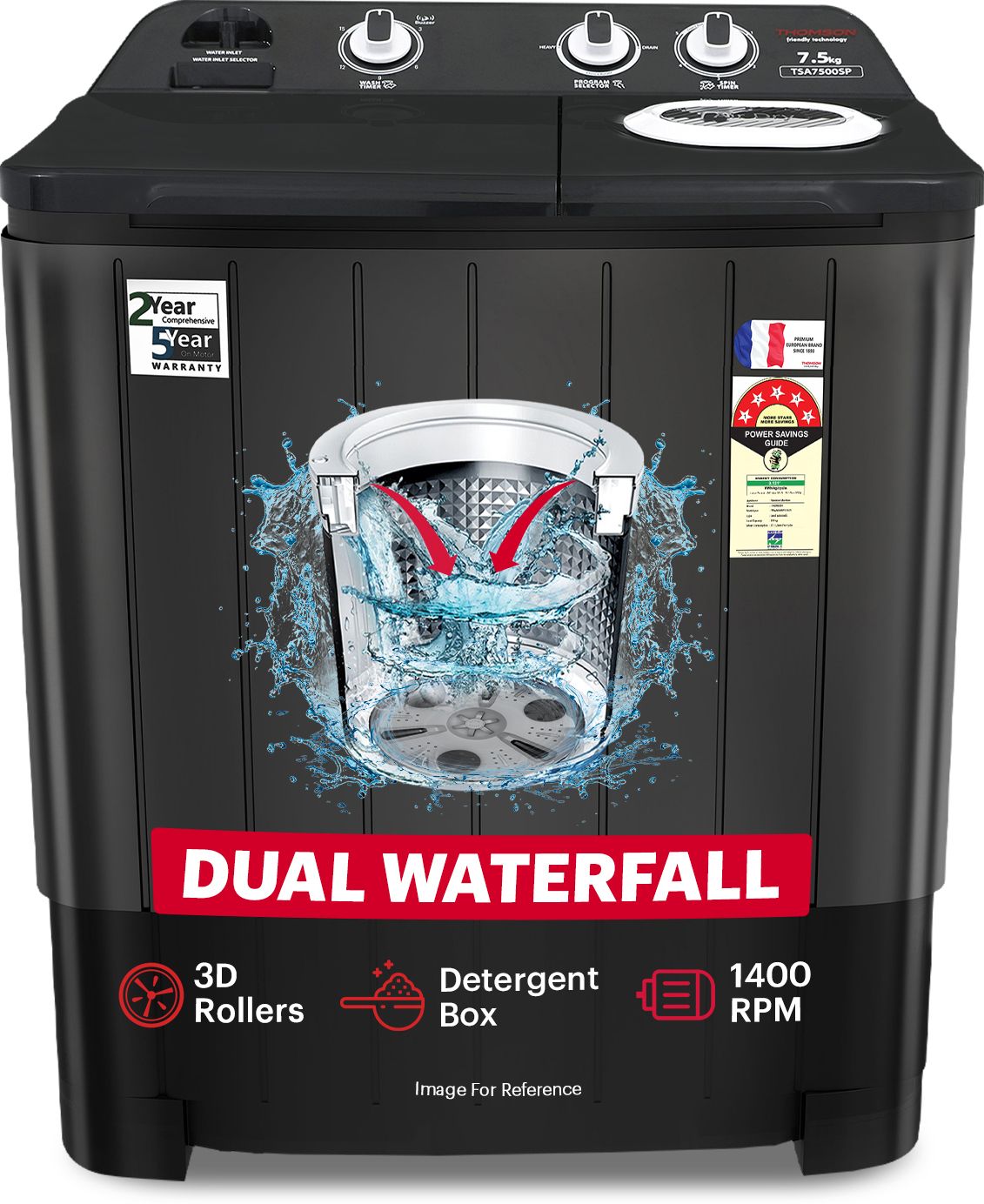 7.5 kg 5 Star Aqua Magic Semi Automatic Top Load Black